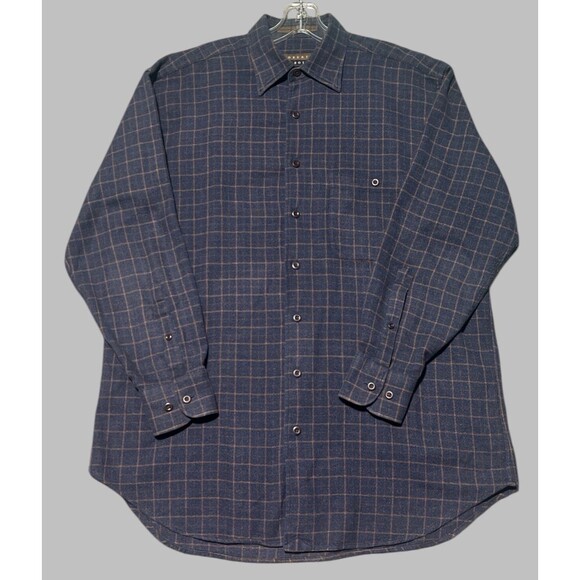 Robert Talbott Shirt Mens Medium Blue Plaid Button Down Classic Business Casual - Picture 1 of 3